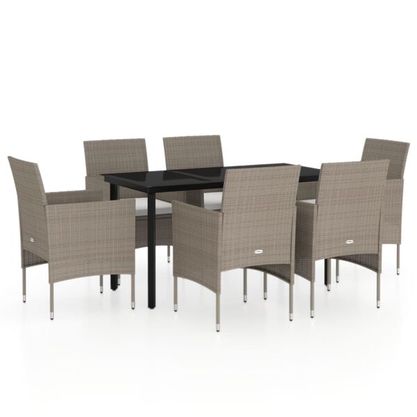 vidaXL Garden Dining Set Beige and Black