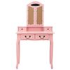 vidaXL Dressing Table Set with Stool Pink 31.5x27.2x55.5" Paulownia Wood