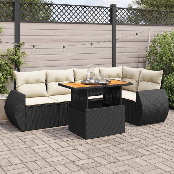 vidaXL Patio Sofa Set Black PE Rattan Large Modular