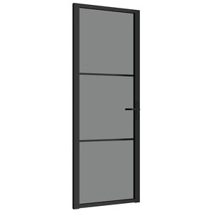 vidaXL Interior Door 29.9"x79.3" Black ESG Glass and Aluminum