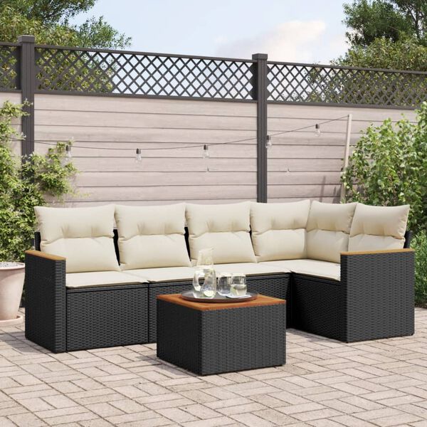 vidaXL Garden Sofa Set Black PE rattan 6-piece set Modular