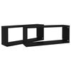 vidaXL Wall Shelf Set of 2 Black Engineered wood Medium Wall Shelf