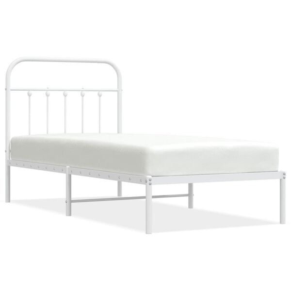 vidaXL Bed Frame White Steel Single Bed Frame Rectangular Industrial