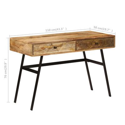 vidaXL Writing desk with Drawers Solid Mango Wood 43.3"x19.7"x29.9"