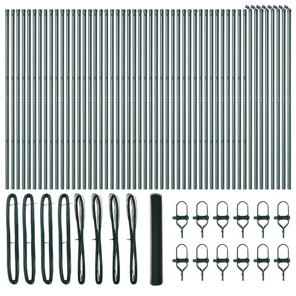 vidaXL Fence Post Green 328.08 x 3.94 ft (0.98 in mesh) Steel and PVC