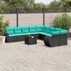 vidaXL 11 Piece Garden Sofa Set with Cushions Black Poly Rattan