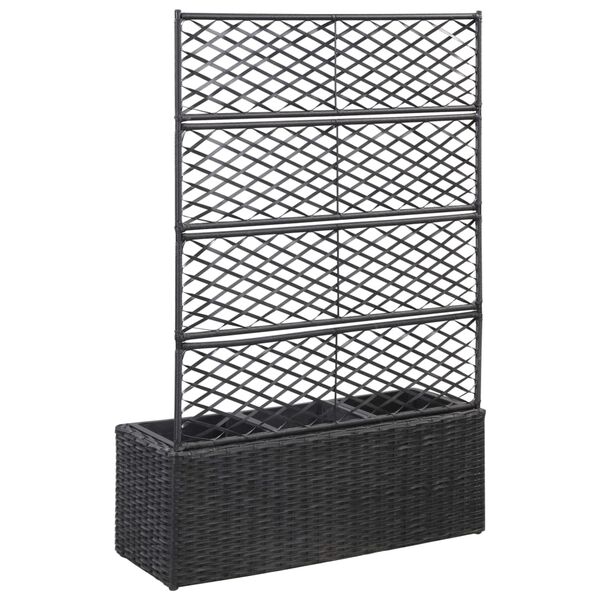 vidaXL Raised Bed Black Poly rattan, Plastic 32.7 x 11.8 x 51.2 in