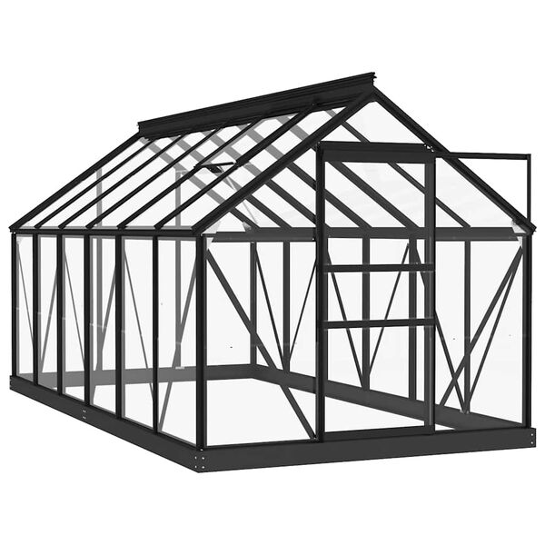vidaXL Glass Greenhouse Anthracite 61"x117.3"x75.2" Aluminum