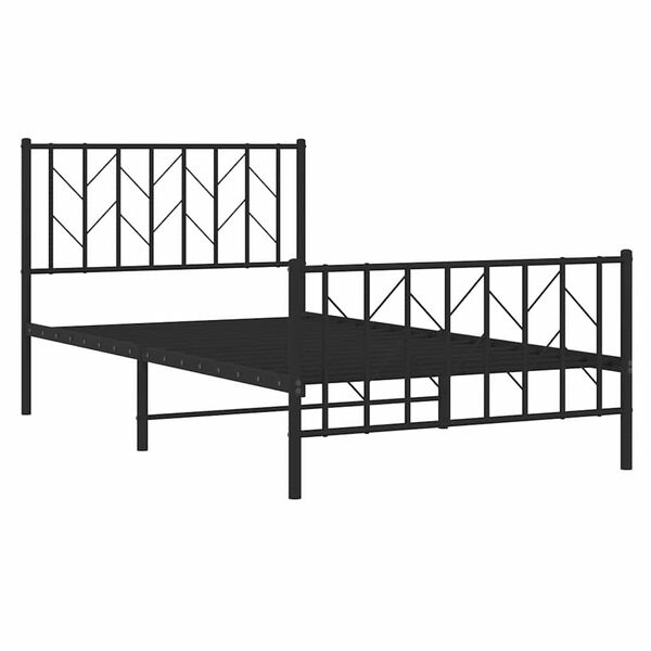 vidaXL Bed Frame Black Powder-Coated Steel 39.4 x 78.7 in Sturdy