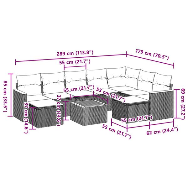vidaXL Garden Sofa Set Grey, Dark Grey