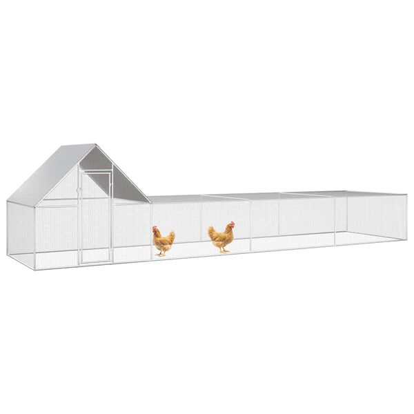 vidaXL Chicken Coop Silver Galvanized steel 26x6.5x6.5 feet Durable