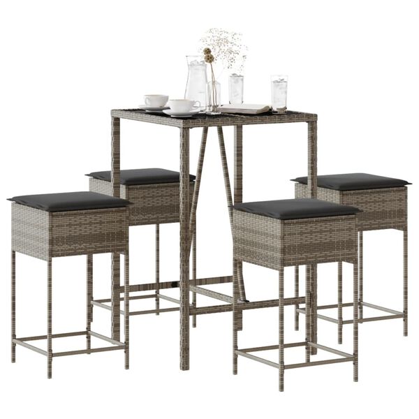 vidaXL Garden Bar Set Grey, Dark Grey and Black