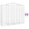 vidaXL Gabion Basket Set of 3 Silver Galvanized Iron