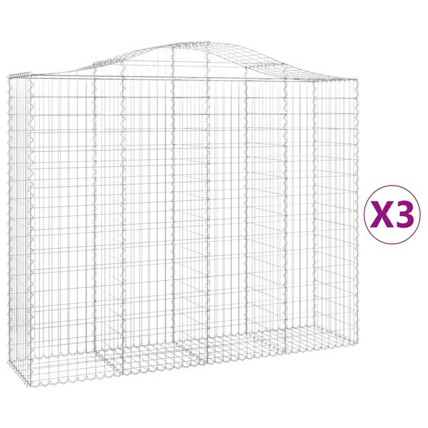 vidaXL Gabion Basket Set of 3 Silver Galvanized Iron