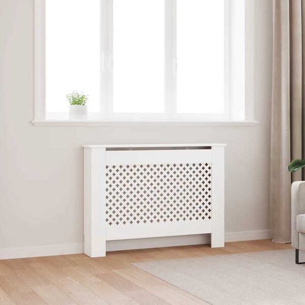 vidaXL Radiator Cover White 44.1"x7.5"x32.1" MDF