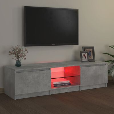 vidaXL TV Stand with LED Lights Concrete Gray 55.1"x15.7"x14"