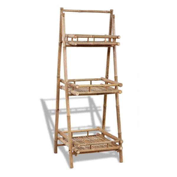 vidaXL Plant Stand Natural Bamboo 3-Tier Foldable Plant Stand
