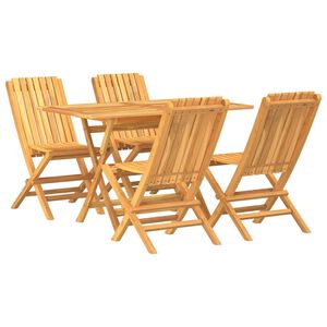 vidaXL Garden Dining Set Natural Teak Solid Teak Wood Medium Foldable