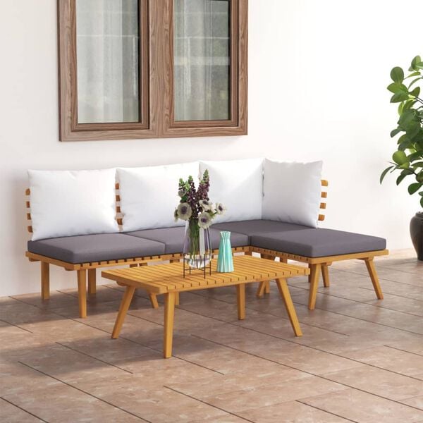 vidaXL Garden Lounge Set Dark Grey Solid Acacia wood 5-piece set Modular