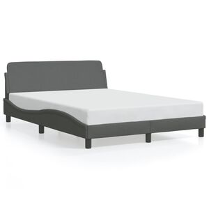 vidaXL Bed Frame Dark Gray 100% Polyester, Metal, Solid Pine Wood, Plywood