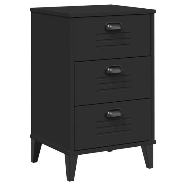 vidaXL Bedside Table Black Engineered wood, plastic Compact