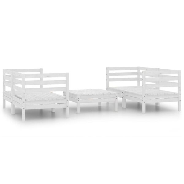 vidaXL Garden Lounge Set White Solid Pinewood 5 Piece Set Modular