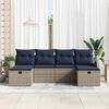 vidaXL Sofa Set with Cushion Manual 6 pcs Grey and Navy Poly Rattan