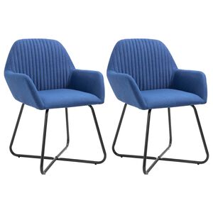 vidaXL Dining Chair Set of 2 Blue Polyester and powder-coated steel