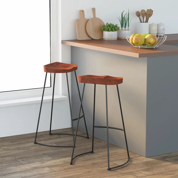 vidaXL Bar Stool Set of 2 Brown, Black