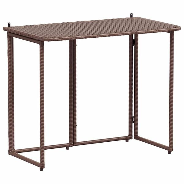vidaXL Garden Table Brown PE Rattan, Powder-Coated Steel Compact