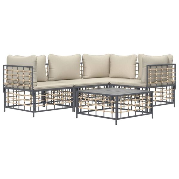 vidaXL Garden Lounge Set Anthracite and Beige