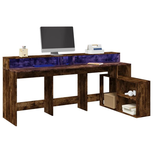 vidaXL Desk Smoked oak Engineered wood 78.7 x 40.9 x 35.8 in Desk