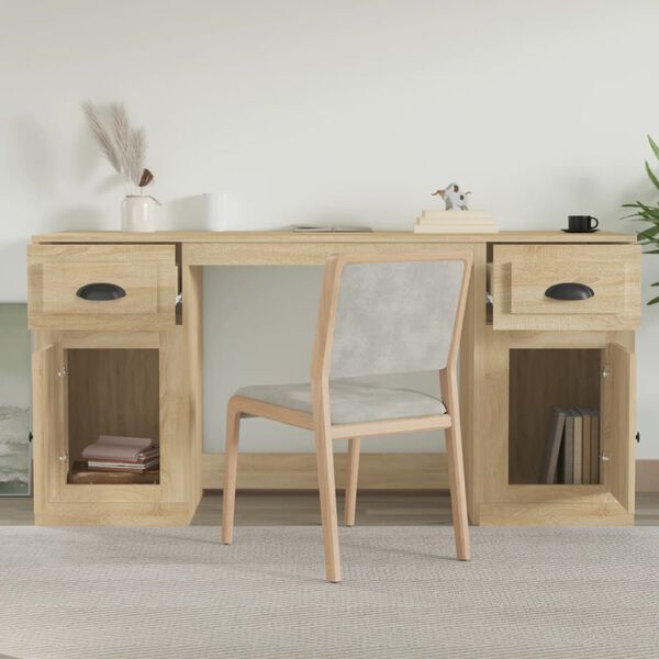 vidaXL Desk With Cabinet Sonoma Oak Engineered wood Standard