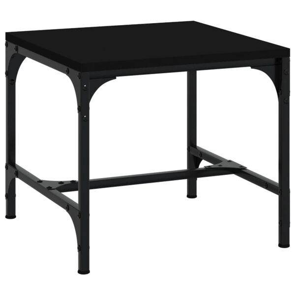 vidaXL Side Table Black Engineered Wood, Steel Small Adjustable Feet