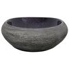 vidaXL Countertop Basin Purple and Grey Oval 23.2x15.7x5.5" Ceramic