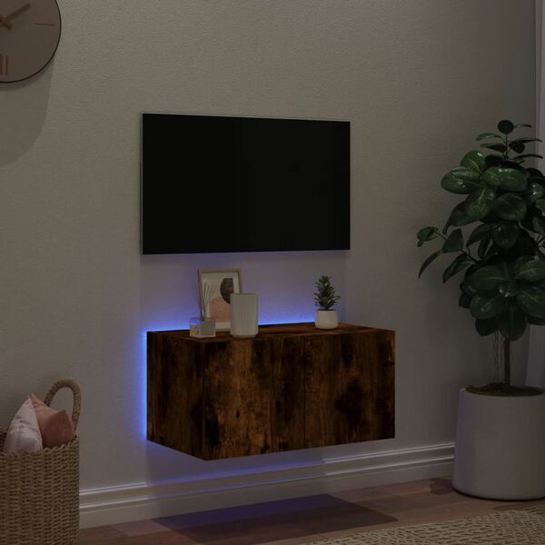 vidaXL TV Wall Cabinet Smoked Oak Engineered Wood Small TV Wall Cabinet