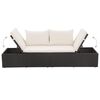 vidaXL Lounge Bed Black PE Rattan 76.8 x 23.6 in Multi-Position Backrest
