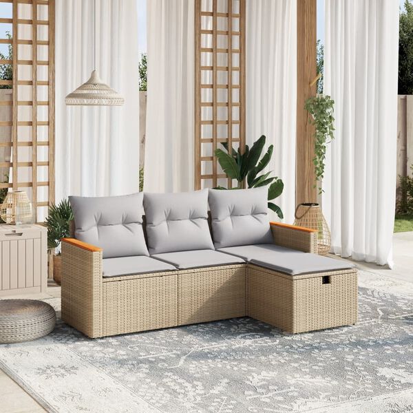 vidaXL Garden Sofa Set Mix Beige PE Rattan Large Modular
