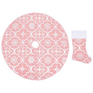 vidaXL Christmas Tree Skirt Pink Polyester Large Foldable