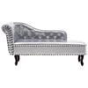 vidaXL Chaise Longue Silver Artificial leather, solid wood frame Large