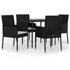 vidaXL Garden Dining Set Black and Cream white