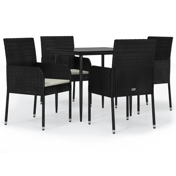 vidaXL Garden Dining Set Black and Cream white