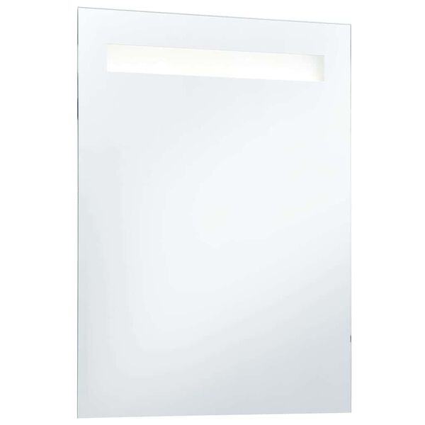 vidaXL Bathroom Mirror Silver Glass 23.6 x 31.5 in Lights