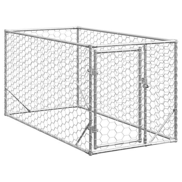 vidaXL Outdoor Dog Kennel Galvanized Steel 6.6 x 3.3 x 3.3 ft Durable