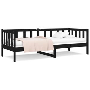 vidaXL Day Bed without Mattress Black 80 x 78.7 " Solid Wood Pine