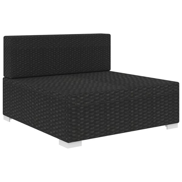 vidaXL Middle Seat Black PE Rattan Medium Modular Middle Seat Square