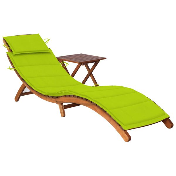 vidaXL Sunlounger With Table Bright green (cushion)