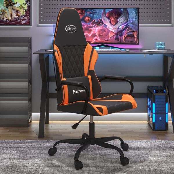 vidaXL Gaming Chair Black and Orange Faux Leather