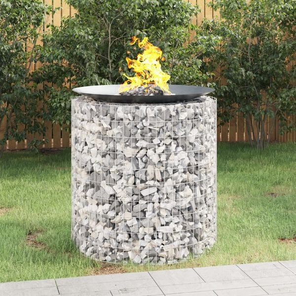 vidaXL Gabion Fire Pit Ø 39.4" Galvanized Iron