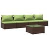 vidaXL Garden Lounge Set Brown, Green